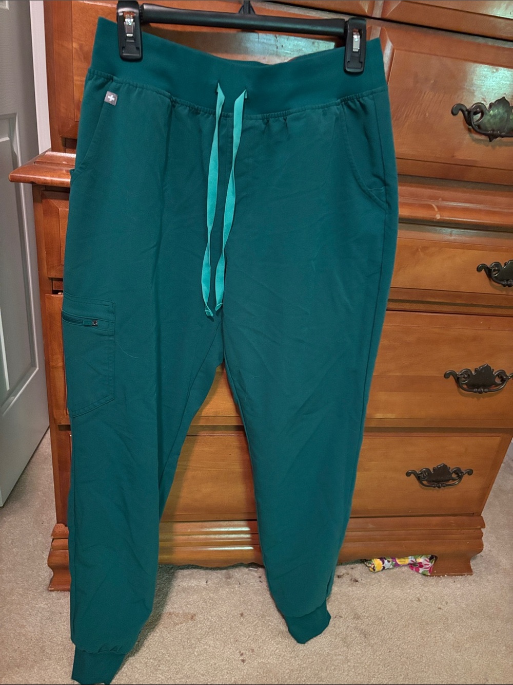Figs Women's Zamora High Waisted Hunter Green Joggers